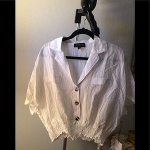 White top with thin gray stripes - Large